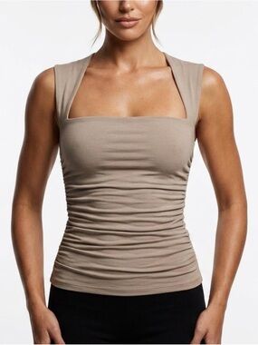 Abercrombie Cotton Blend Seamless Fabric Ruched Portrait Top